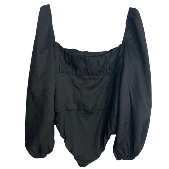 Princess Polly milkmaid Bodysuit Square
Neck Balloon Long Sleeve sz 10 Black - Picture 3 of 16